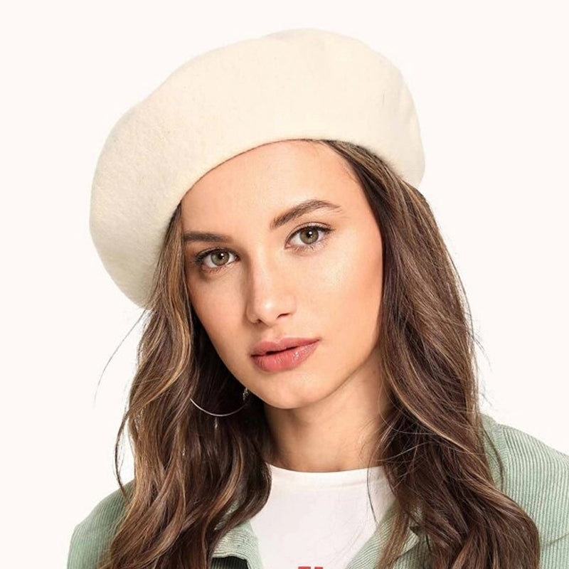 Wool Beret Hat Women Solid Flat Berets Cap - Tophatter Daily Deals