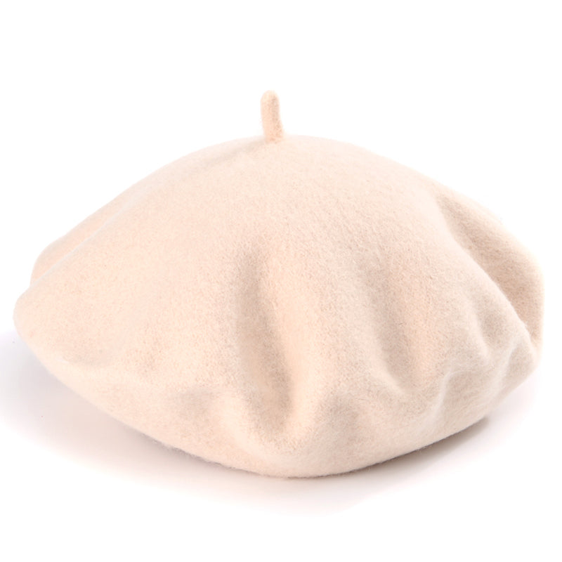 Wool Beret Hat Women Solid Flat Berets Beige Cap - Tophatter Daily Deals