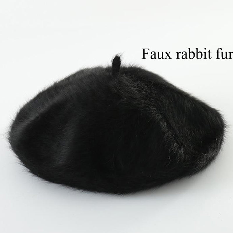 Wool Beret Hat Women Solid Flat Berets Cap - Tophatter Daily Deals