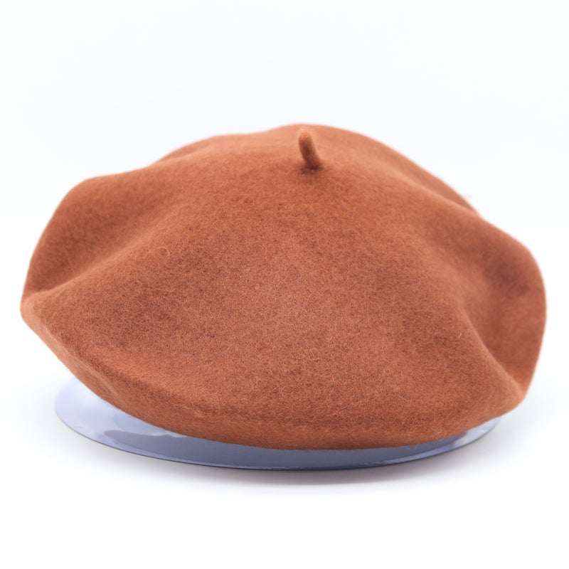 Wool Beret Hat Women Solid Flat Berets Caramel Cap - Tophatter Daily Deals