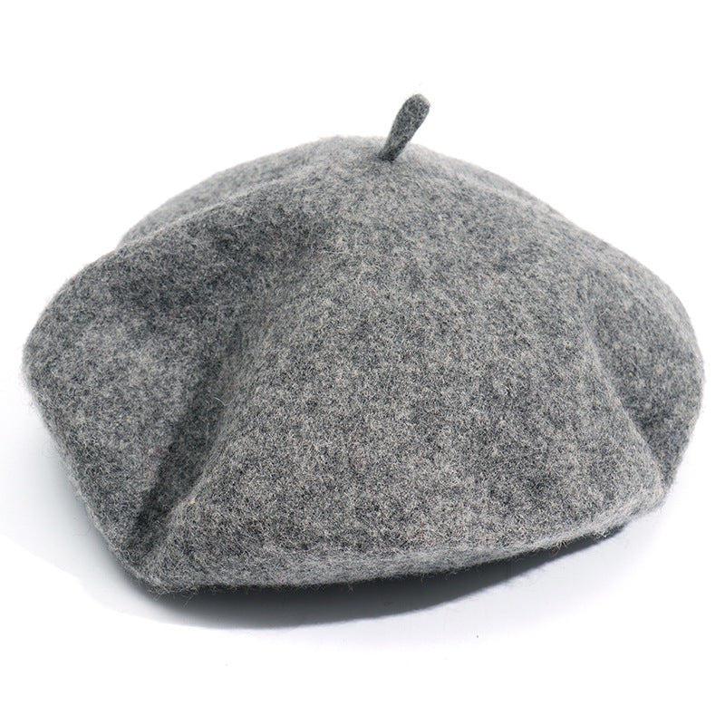Wool Beret Hat Women Solid Flat Berets Hemp Grey Cap - Tophatter Daily Deals