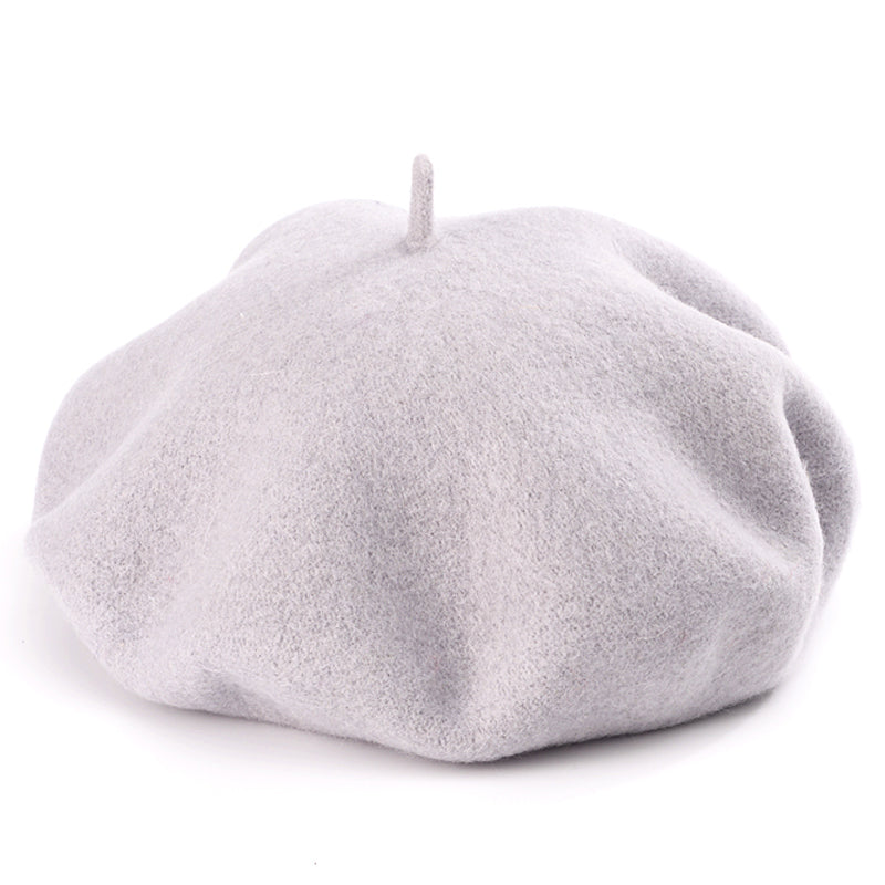 Wool Beret Hat Women Solid Flat Berets Light Grey Cap - Tophatter Daily Deals