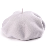 Wool Beret Hat Women Solid Flat Berets Light Grey Cap - Tophatter Daily Deals