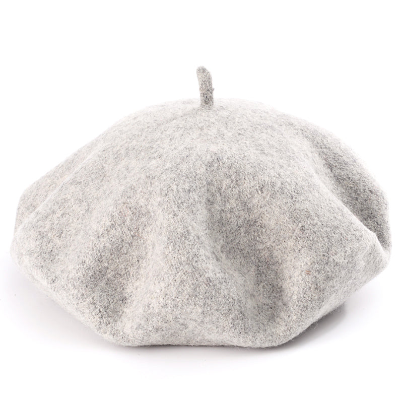 Wool Beret Hat Women Solid Flat Berets Light Hemp Grey Cap - Tophatter Daily Deals