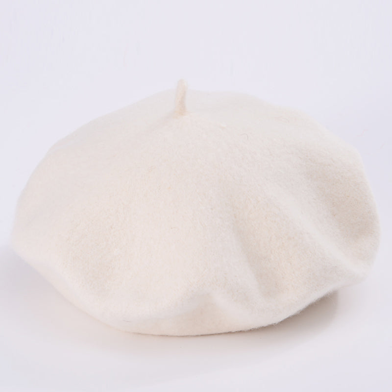 Wool Beret Hat Women Solid Flat Berets Milk White Cap - Tophatter Daily Deals