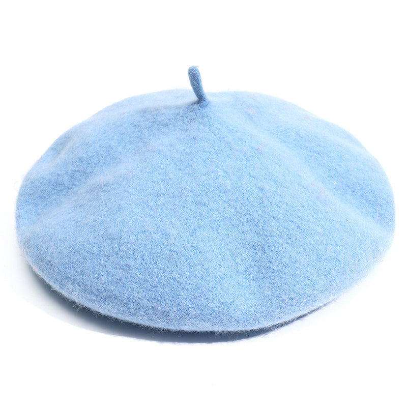 Wool Beret Hat Women Solid Flat Berets Sky Blue Cap - Tophatter Daily Deals