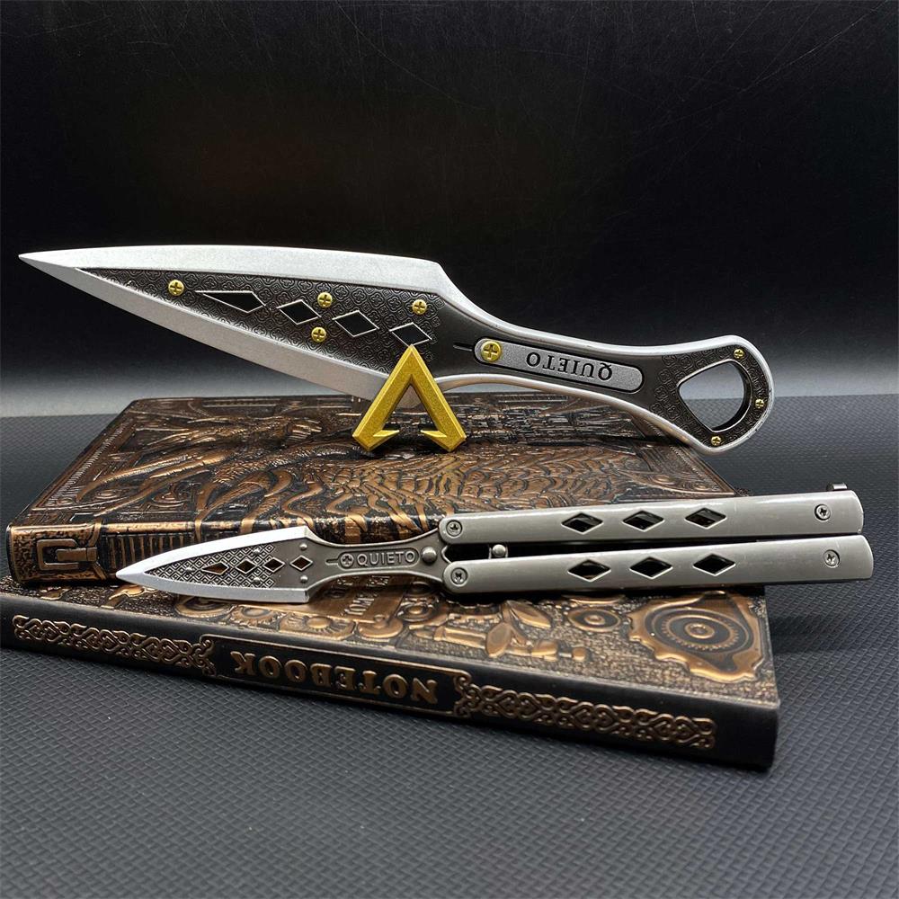 White Wraith Kunai Wraith Blunt Blade Balisong 2 in 1 Pack Kunai & Balisong - Tophatter Daily Deals