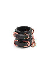 NS Novelties - Bondage Couture - Wrist Cuffs - Black/Rose Gold BDSM - Tophatter Daily Deals