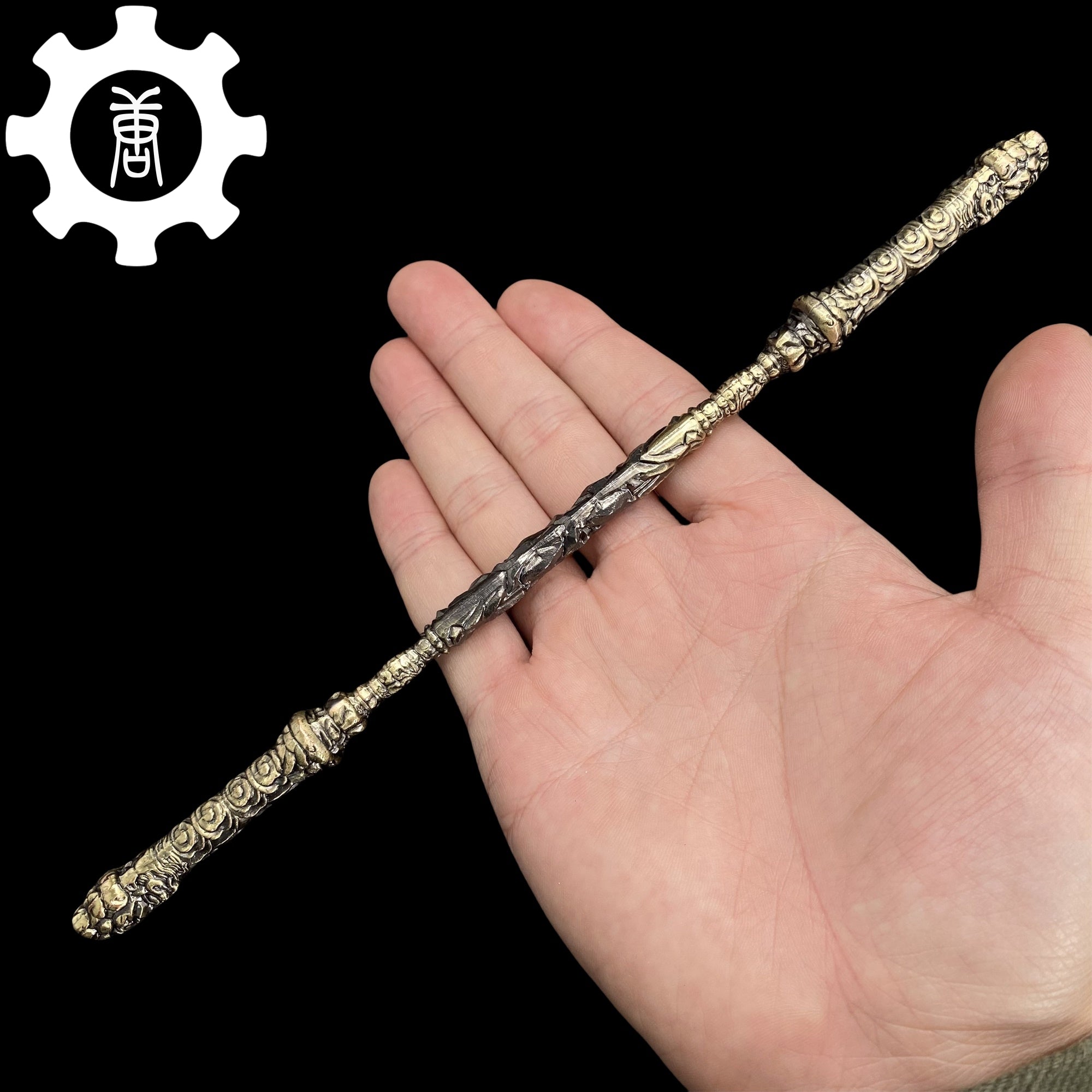 Black Myth: Wukong Metal Weapons Miniature Collections 22CM Cloud-Patterned Stone Staff - Tophatter Daily Deals