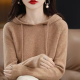 Warm Cozy Womens Knit Hoodie - Relaxed Fit, Soft Knit Khaki - Tophatter Daily Deals