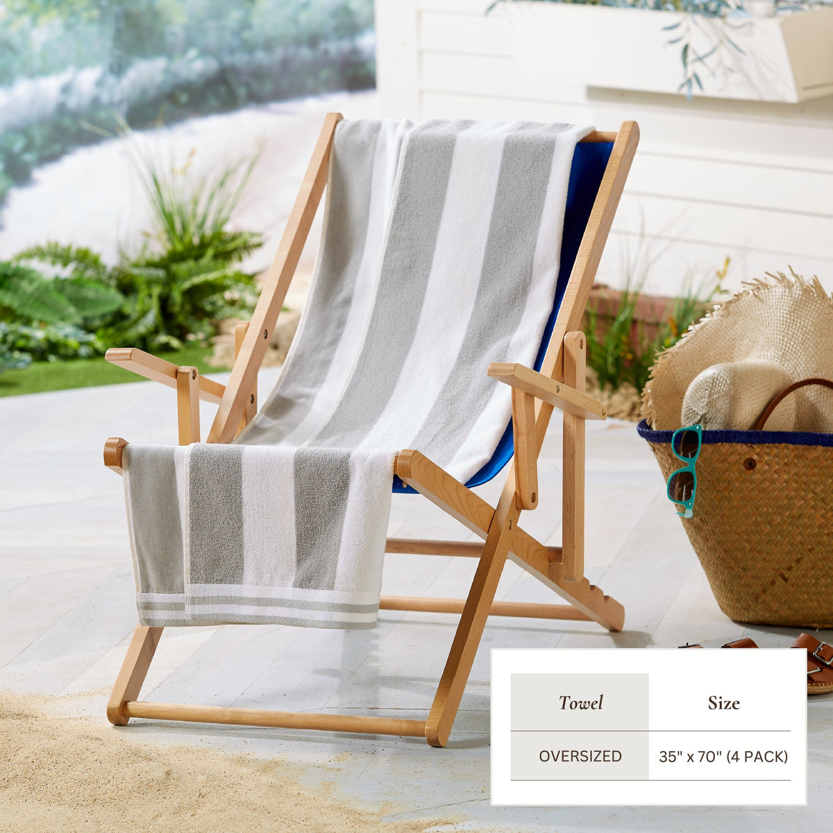 Striped Cabana Beach Towel - Edgartown Collection Bath - Tophatter Daily Deals