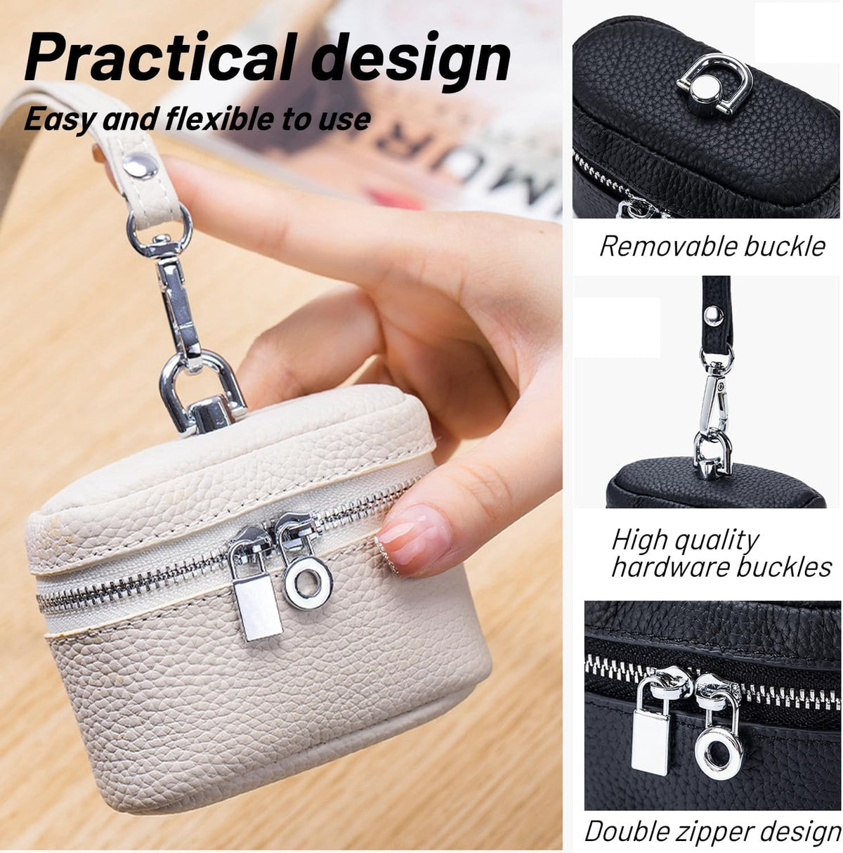 Mini Genuine Leather Coin Purse with Detachable Lanyard Handbags & Wallets - Tophatter Daily Deals