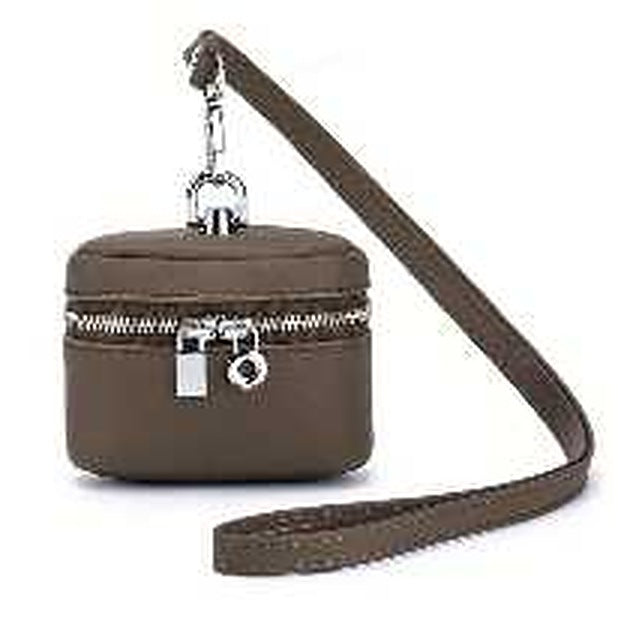 Mini Genuine Leather Coin Purse with Detachable Lanyard Chocolate Handbags & Wallets - Tophatter Daily Deals