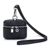 Mini Genuine Leather Coin Purse with Detachable Lanyard Black Handbags & Wallets - Tophatter Daily Deals