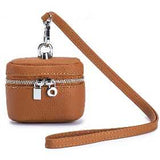 Mini Genuine Leather Coin Purse with Detachable Lanyard Light Brown Handbags & Wallets - Tophatter Daily Deals