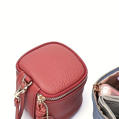 Mini Leather Bucket Coin Purse with Wrist Strap Brick Handbags & Wallets - Tophatter Daily Deals
