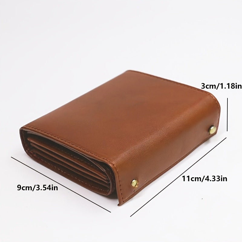 Compact Accordion Trifold Leather Wallet with Snap Coin Pocket Handbags & Wallets - Tophatter Daily Deals