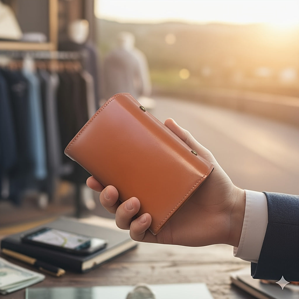 Compact Accordion Trifold Leather Wallet with Snap Coin Pocket Handbags & Wallets - Tophatter Daily Deals