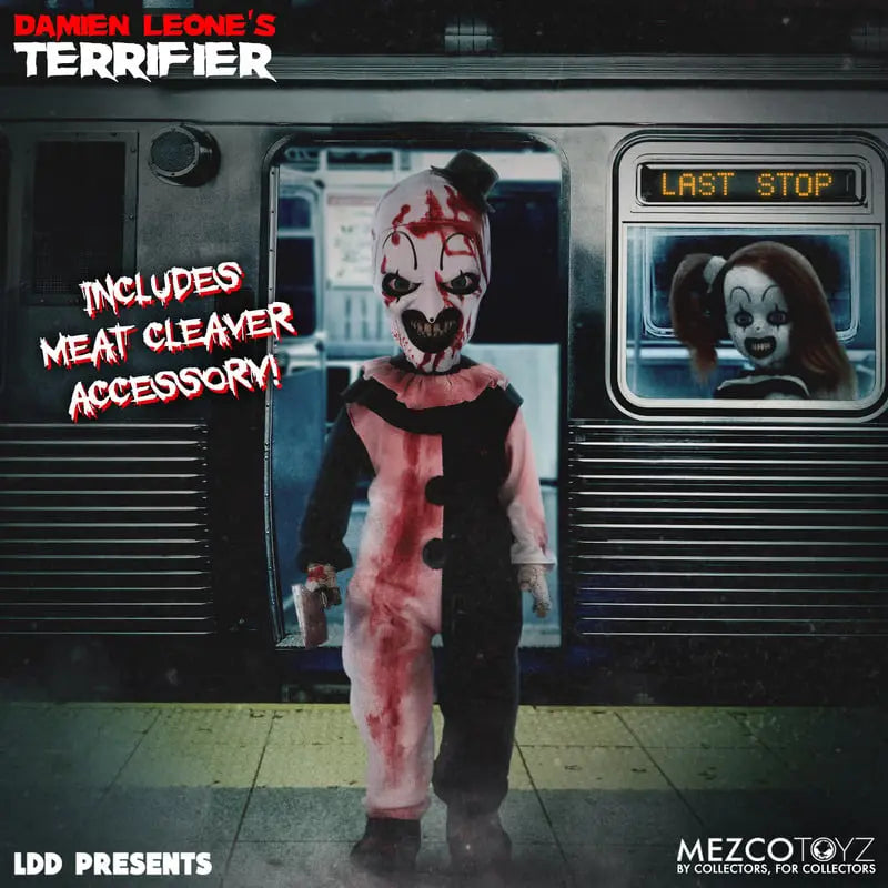 Terrifier - Living Dead Dolls Presents Art The Clown (Blood Spattered) Collectible Doll - Tophatter Daily Deals