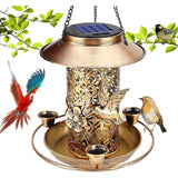 Solar Bird Feeder, Hanging Metal Lantern with LED Light and 3 Water Cups Solar Outdoor Lights - Tophatter Daily Deals