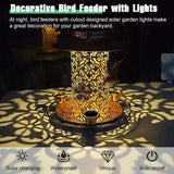 Solar Bird Feeder, Hanging Metal Lantern with LED Light and 3 Water Cups Solar Outdoor Lights - Tophatter Daily Deals