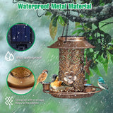 Solar Bird Feeder, Hanging Metal Lantern with LED Light and 3 Water Cups Solar Outdoor Lights - Tophatter Daily Deals