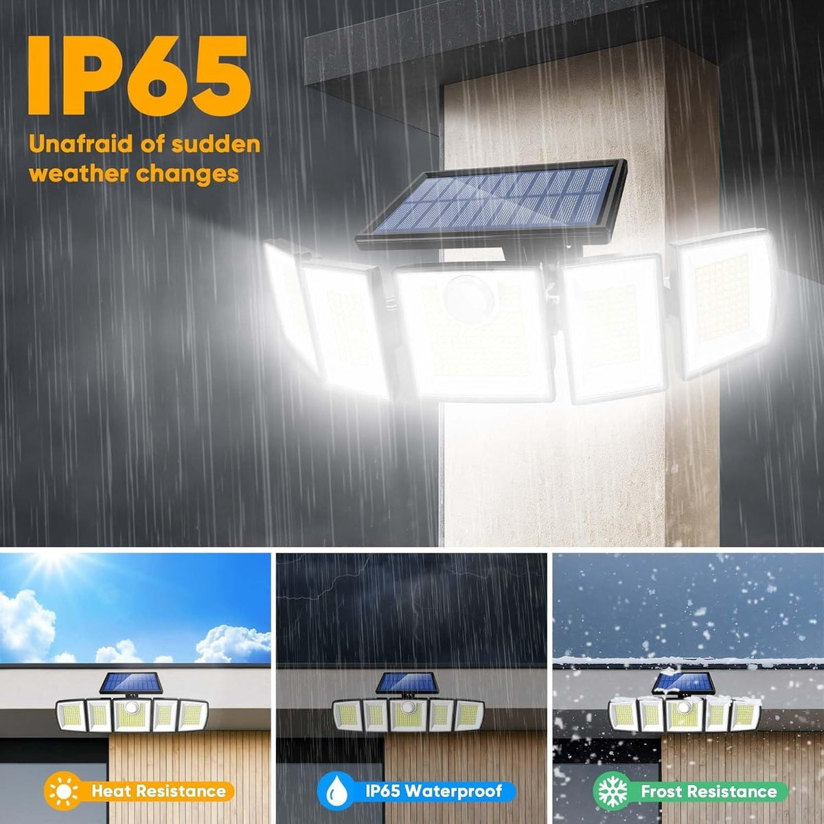 2-Pack: Solar Security Light with Remote, 416 LED 5 Head Motion Sensor Flood Light