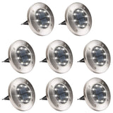 8-Pack: Solar Ground Lights, Stainless Steel In-Ground Disk Pathway Lights White Solar Outdoor Lights - Tophatter Daily Deals