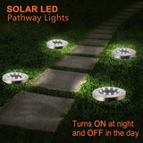 8-Pack: Solar Ground Lights, Stainless Steel In-Ground Disk Pathway Lights Solar Outdoor Lights - Tophatter Daily Deals