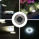 8-Pack: Solar Ground Lights, Stainless Steel In-Ground Disk Pathway Lights Solar Outdoor Lights - Tophatter Daily Deals