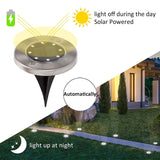 8-Pack: Solar Ground Lights, Stainless Steel In-Ground Disk Pathway Lights Solar Outdoor Lights - Tophatter Daily Deals