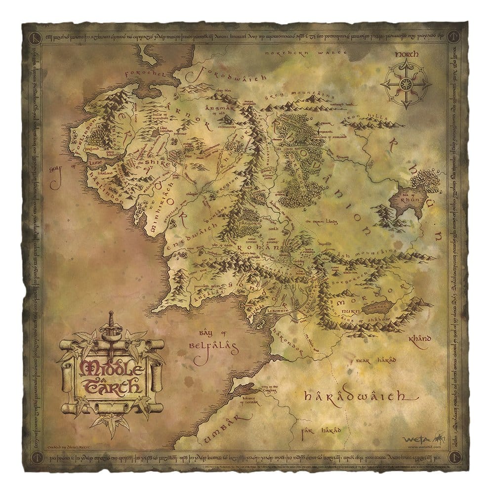 The Lord of the Rings - Parchment Map of Middle-earth Official Weta Workshop Fine Art Print Fine Art Print - Tophatter Daily Deals