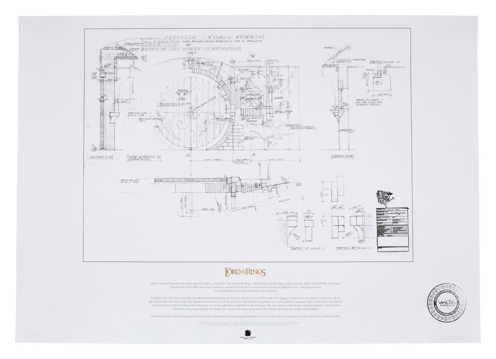The Lord of the Rings - Bag End Blueprint Official Weta Workshop Art Print Fine Art Print - Tophatter Daily Deals