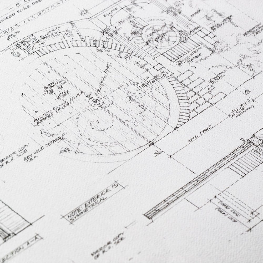 The Lord of the Rings - Bag End Blueprint Official Weta Workshop Art Print Fine Art Print - Tophatter Daily Deals