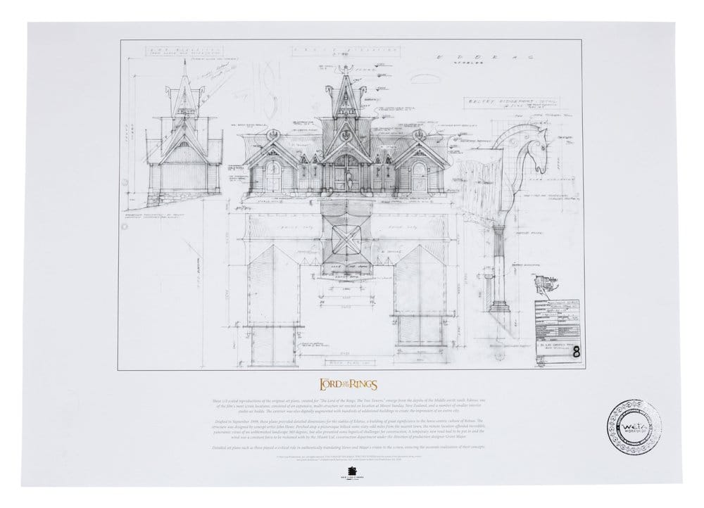 The Lord of the Rings - The Stable of Edoras Blueprint Official Weta Workshop Fine Art Print Fine Art Print - Tophatter Daily Deals
