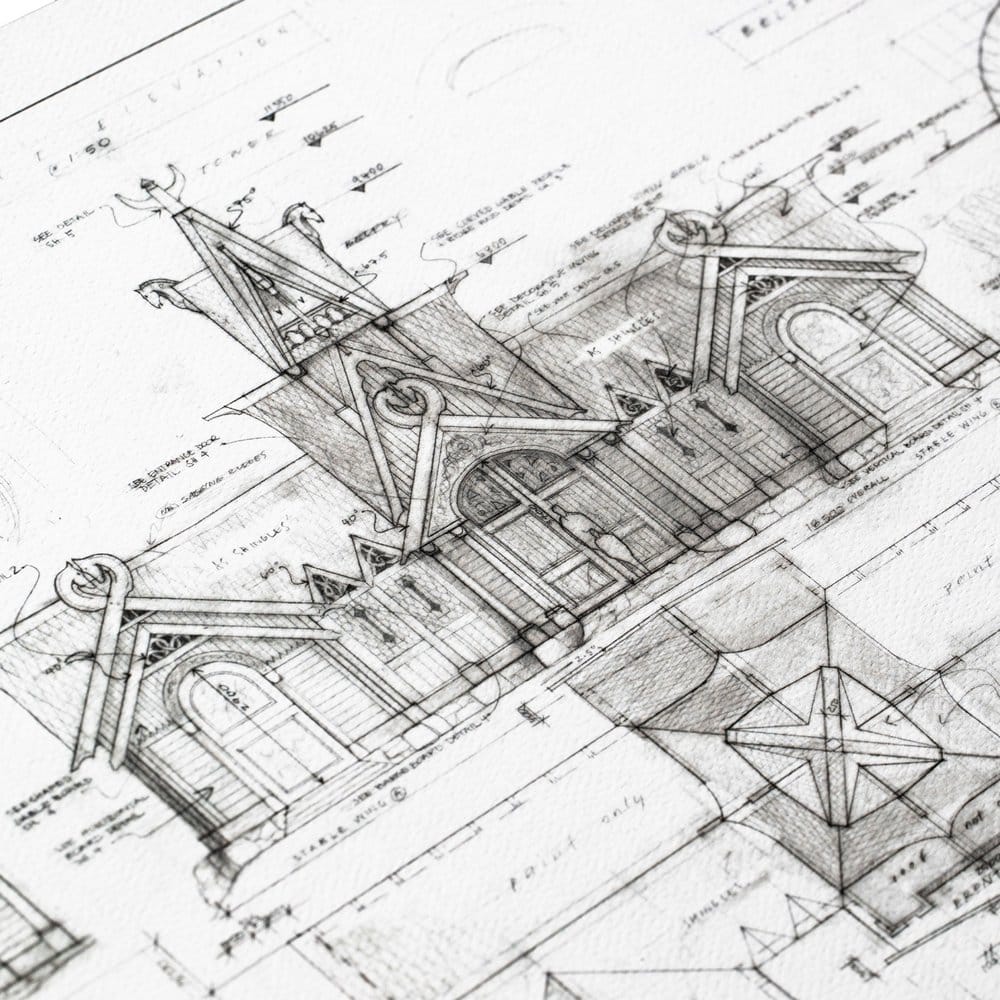 The Lord of the Rings - The Stable of Edoras Blueprint Official Weta Workshop Fine Art Print Fine Art Print - Tophatter Daily Deals