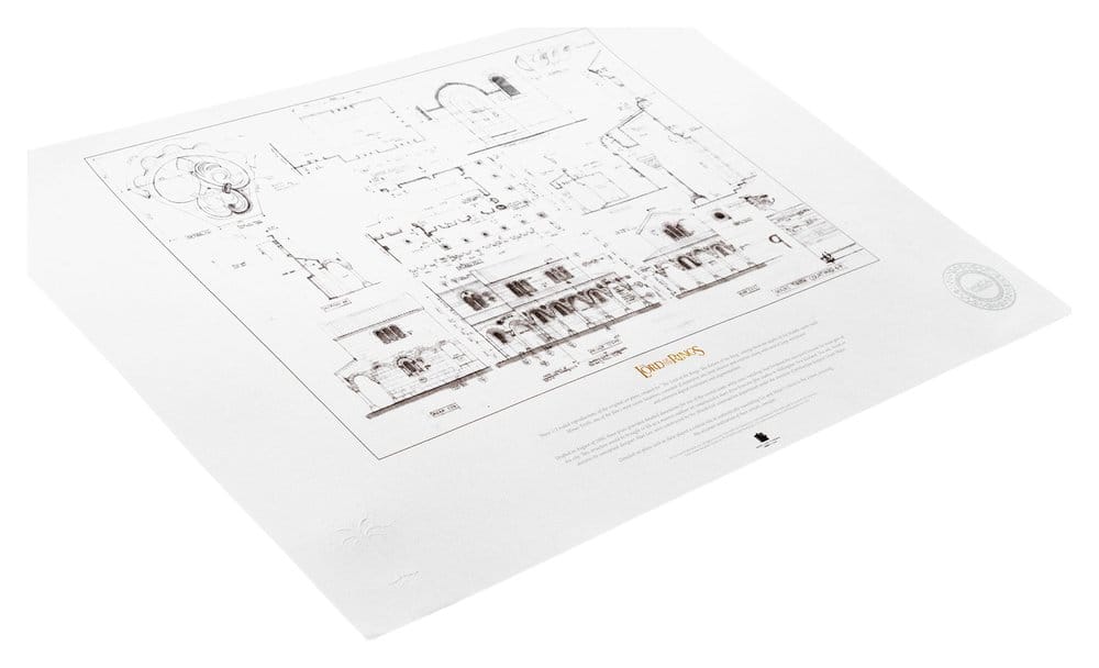 The Lord of the Rings - The Courtyard of Minas Tirith Blueprint Official Weta Workshop Fine Art Print Fine Art Print - Tophatter Daily Deals