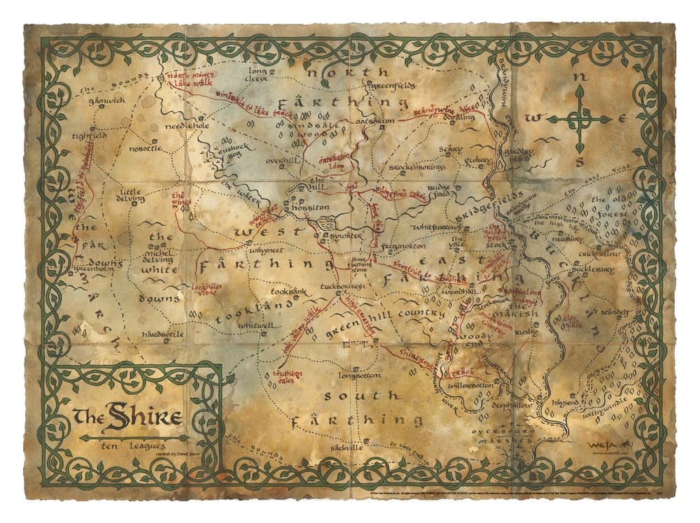 The Hobbit - Map of the Shire Official Weta Workshop Fine Art Print Fine Art Print - Tophatter Daily Deals