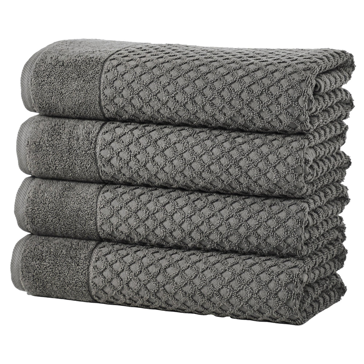 Cotton Diamond Waffle Weave Bath Towel Set - Grayson Collection Bath Towel (Pack of 4) Dark Gray Bath - Tophatter Daily Deals