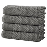 Cotton Diamond Waffle Weave Bath Towel Set - Grayson Collection Bath Towel (Pack of 4) Dark Gray Bath - Tophatter Daily Deals
