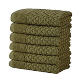 Cotton Diamond Waffle Weave Bath Towel Set - Grayson Collection Hand Towel (Pack of 6) Olive Bath - Tophatter Daily Deals