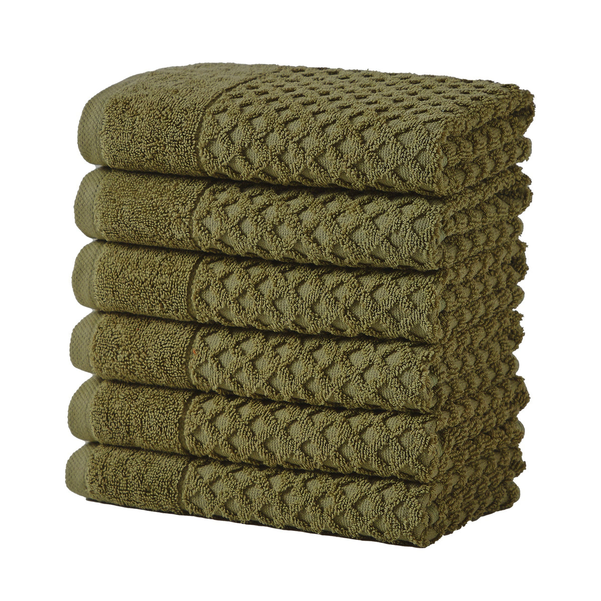 Cotton Diamond Waffle Weave Bath Towel Set - Grayson Collection Hand Towel (Pack of 6) Olive Bath - Tophatter Daily Deals