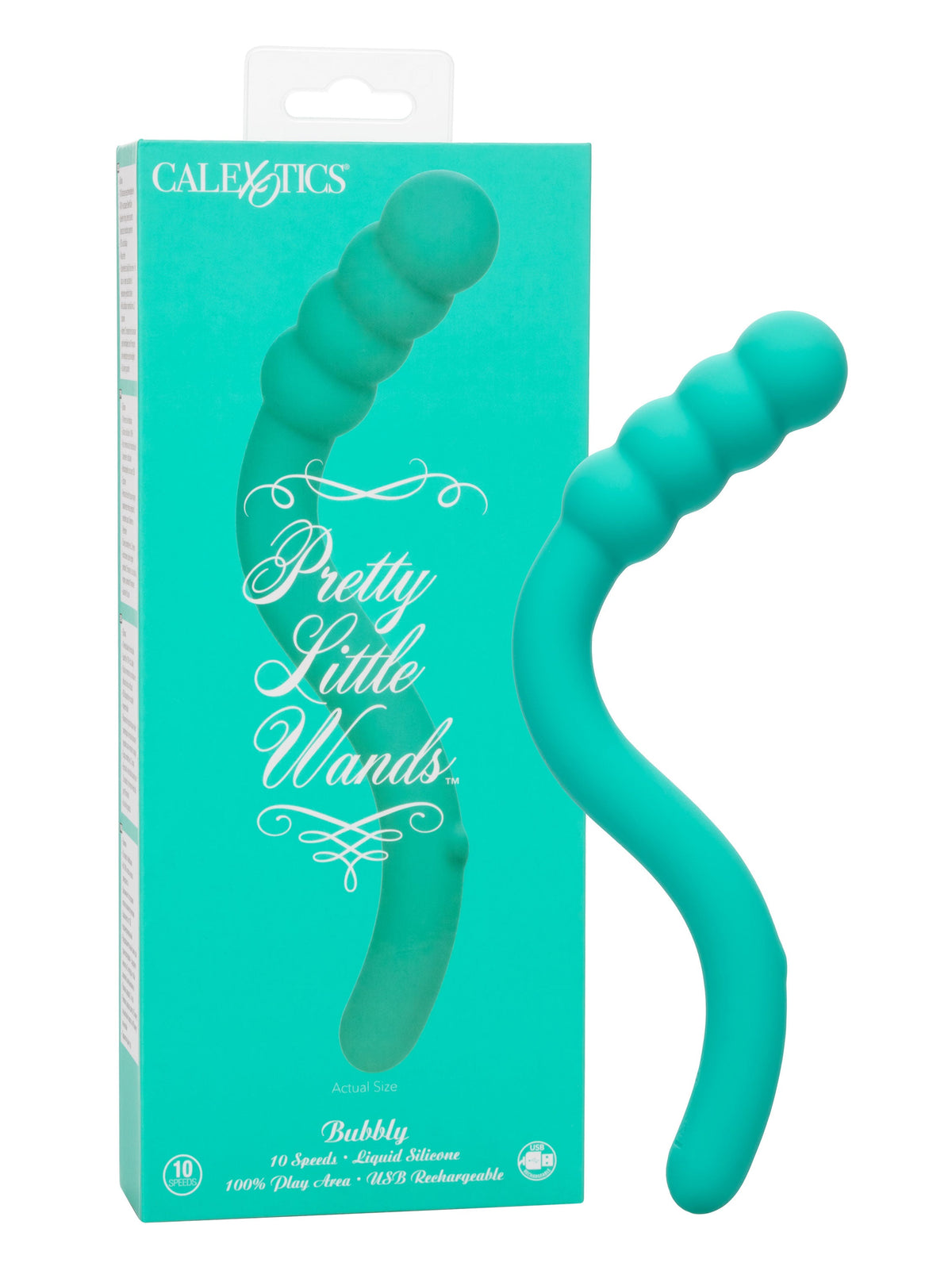 Pretty Little Wands Bubbly Slim Flexible Silicone Massager with 10 Speeds Waterproof Vibrator in Teal > Vibrators > Standard Vibrators - Tophatter Daily Deals
