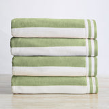 Striped Cabana Beach Towel - Edgartown Collection 4 Pack- 35" x 70" Eucalyptus Green White Bath - Tophatter Daily Deals
