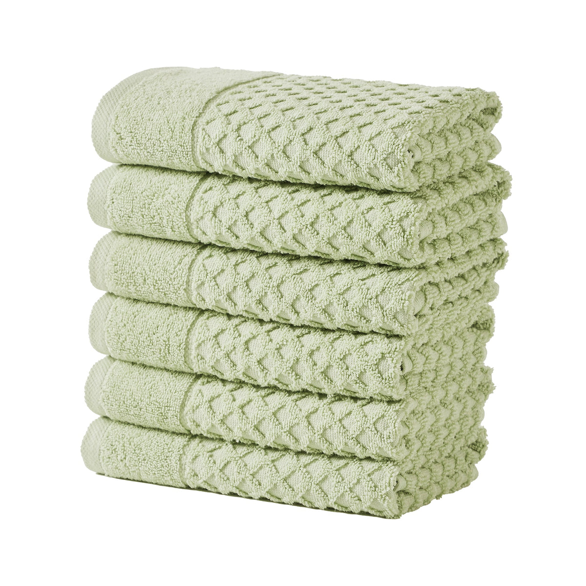 Cotton Diamond Waffle Weave Bath Towel Set - Grayson Collection Hand Towel (Pack of 6) Pale Green Bath - Tophatter Daily Deals