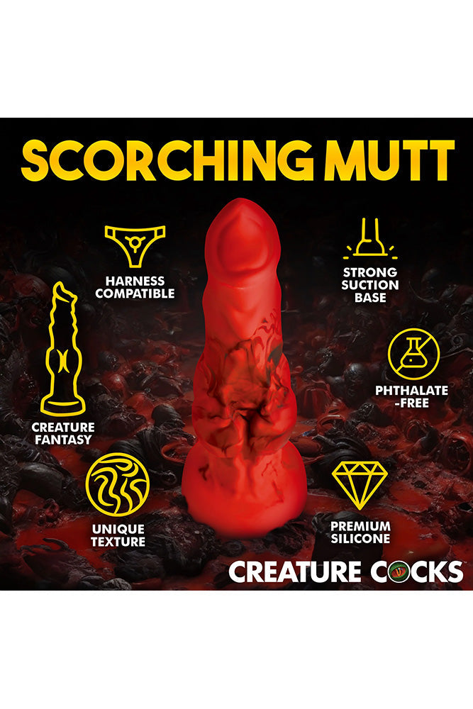 XR Brands - Creature Cocks - Fire Hound Silicone Dildo - Red - Various Sizes Sex Toy - Tophatter Daily Deals