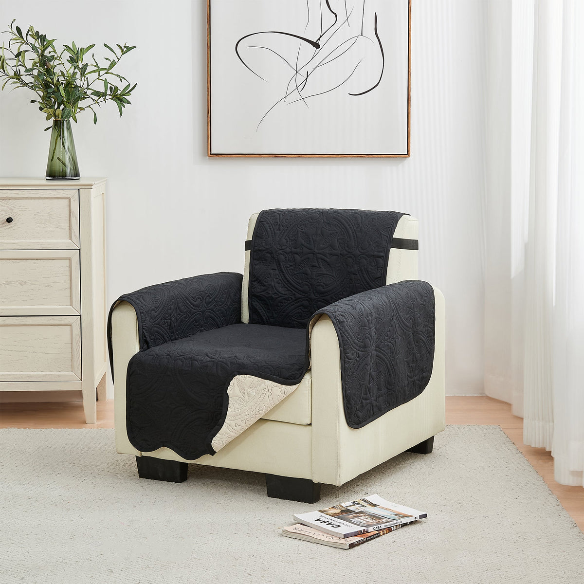 Medallion Solid Furniture Protector - Elenor Collection Chair Black Taupe Furniture & Decor - Tophatter Daily Deals