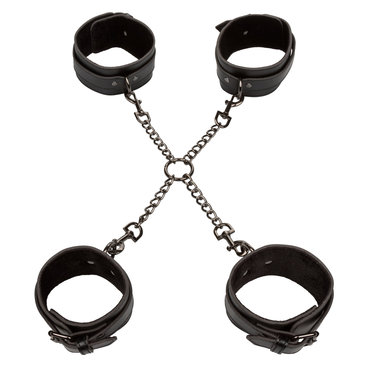 Euphoria Collection Black Hog Tie with Adjustable Velvet and Vegan Leather Cuffs, 9 to 10 Inch Circumference > Bondage Gear > Restraints - Tophatter Daily Deals