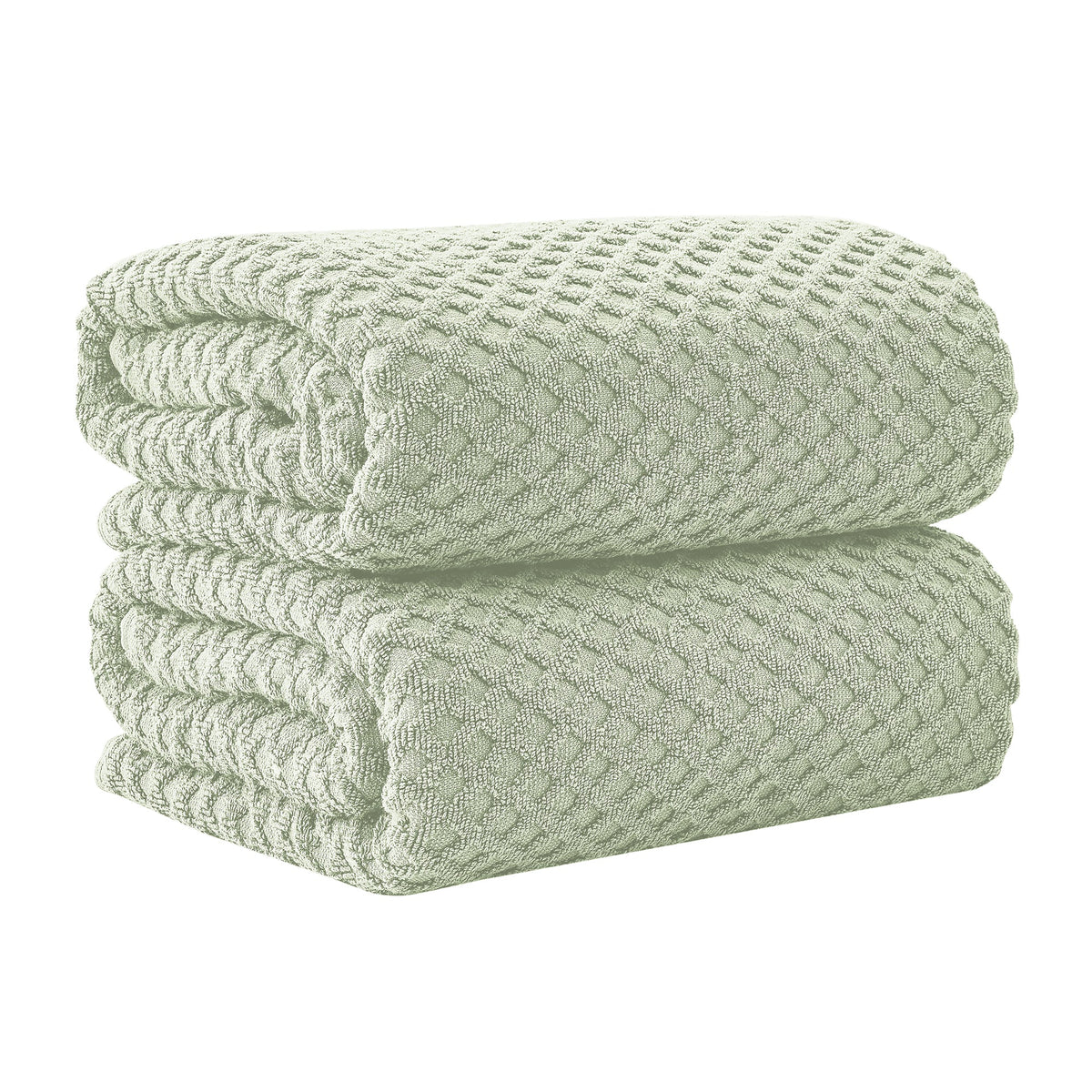 Cotton Diamond Waffle Weave Bath Towel Set - Grayson Collection Bath Sheet (Pack of 2) Pale Green Bath - Tophatter Daily Deals