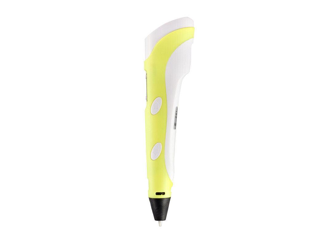 3D Doodle Pen with Filament Refill - LCD 3D Drawing Pen with 12 Colors PLA Filament USB Charging Yellow Accessories - Tophatter Daily Deals